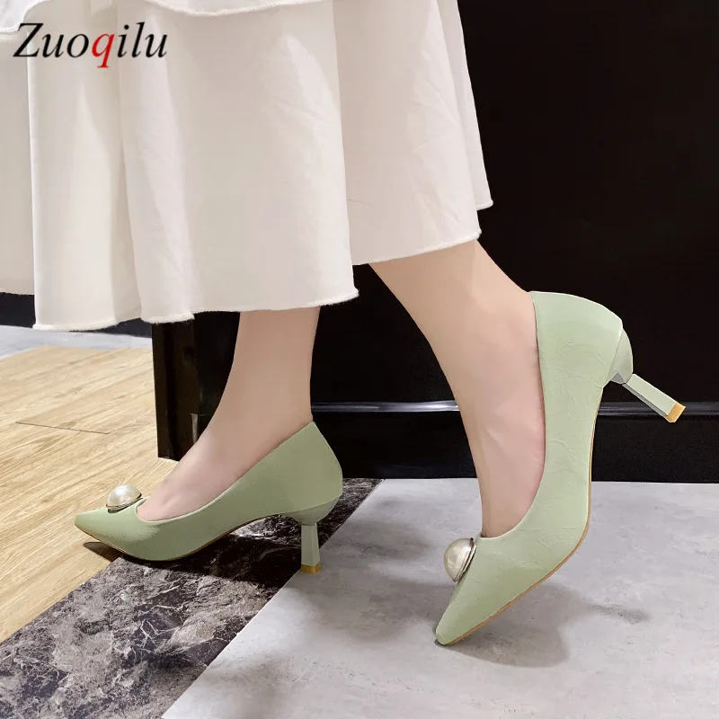 Женские туфли на высоком каблуке с жемчугом Белые вечерние свадебные женские