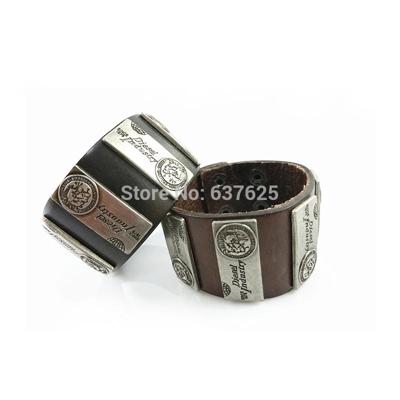 Браслет мужчины ретро панк человеческая голова заклепок регулируемым кожа