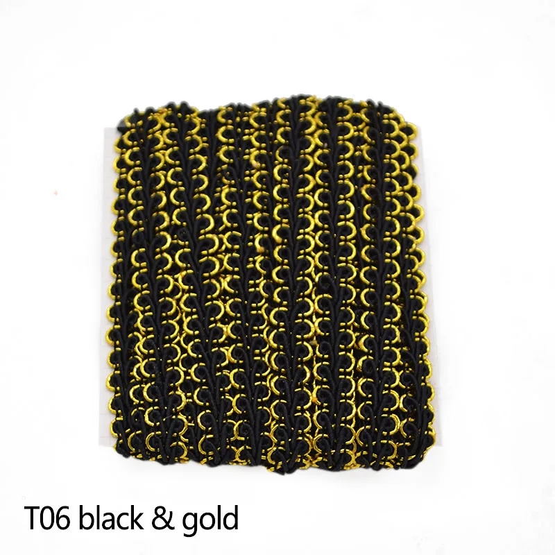black gold 5 м/лот, золотое, Серебряное Плетение, кружевная отделка, ткань для шитья, кружевная лента, кривая, кружевная одежда, аксессуары для одежды, Свадебный декор, ремесла - Цвет: black gold