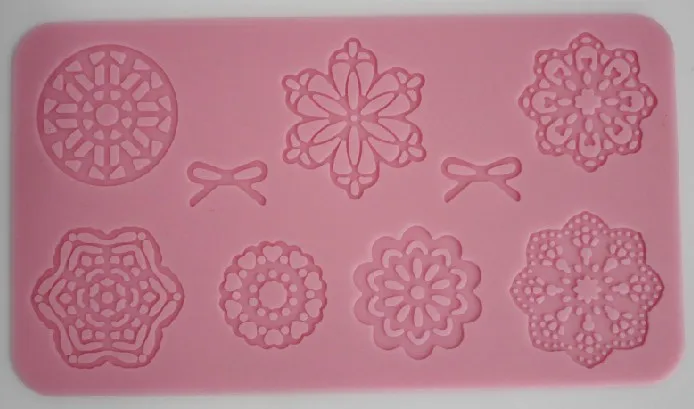 Бесплатная доставка помадка торт Силиконовые Кружева Плесень инструмент для