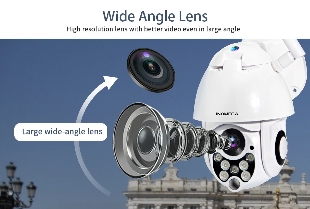 INQMEGA 1080P PTZ IP камера с автоматическим отслеживанием Скорости Купольная Wi-Fi беспроводная CCTV камера наружного видеонаблюдения Водонепроницаемая камера