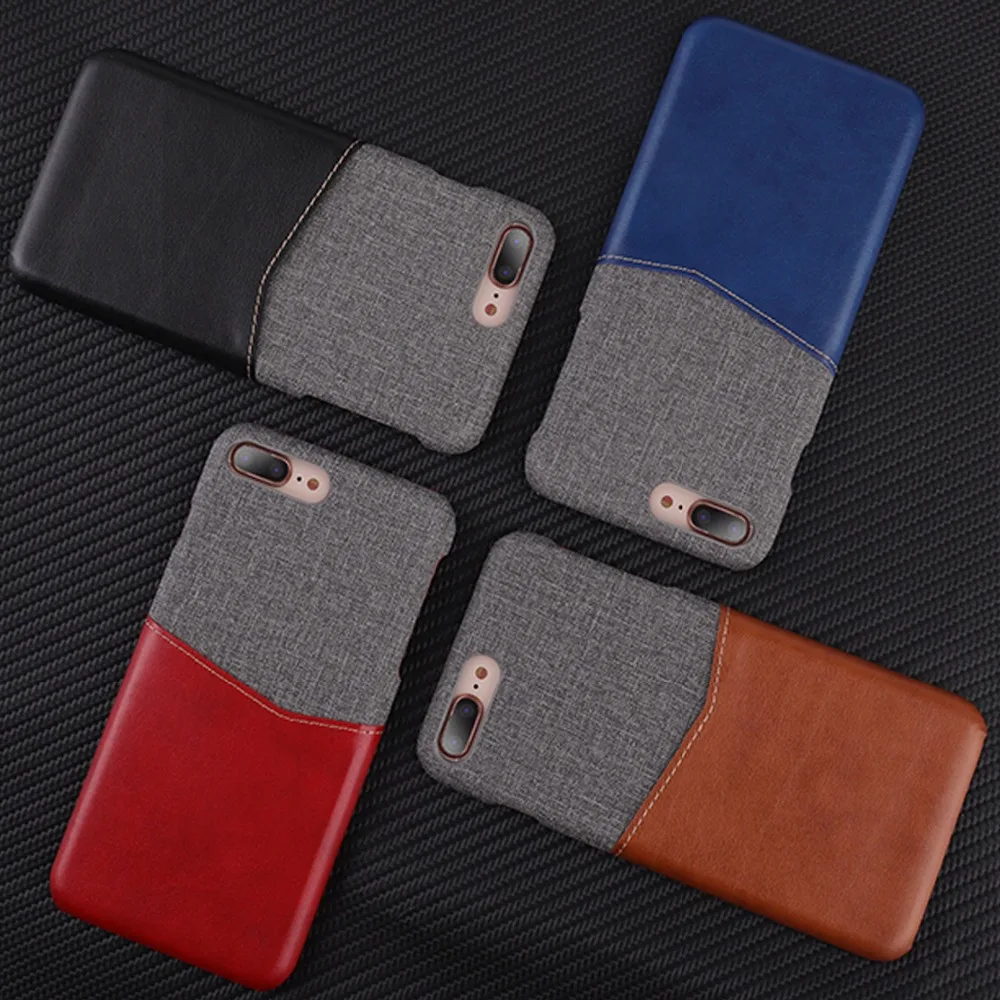 Модная чехол для iPhone 7 8 Ultra Slim Canvas сращивания искусственная кожа держатель карт