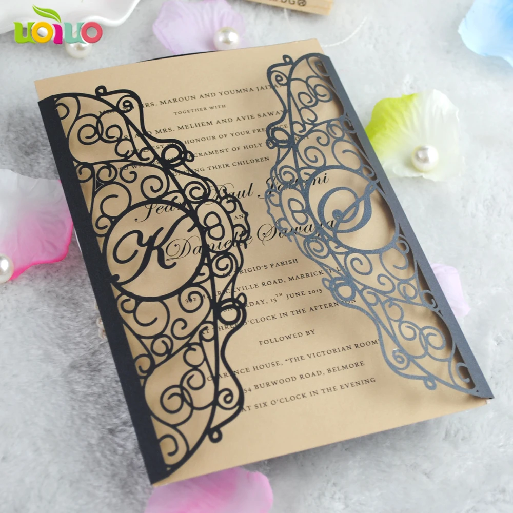 

Free shipping custom party invitation cards with couple's initials