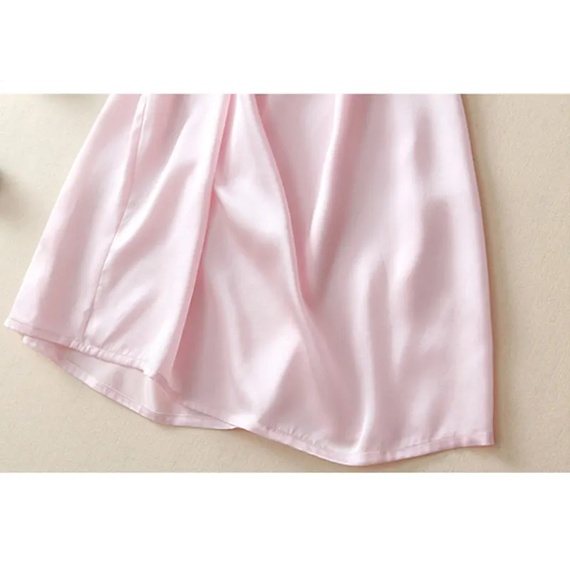 New 100% Pure Silk Nightgown Basic Nightdress Soft Sleepwear Fashion Summer Dress for Skin Care Multicolor