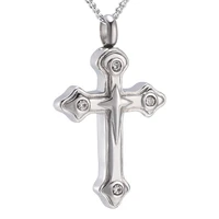 crystal inlay cross cremation urn pendant memorial ashes keepsake stainless steel urns for funeral gift