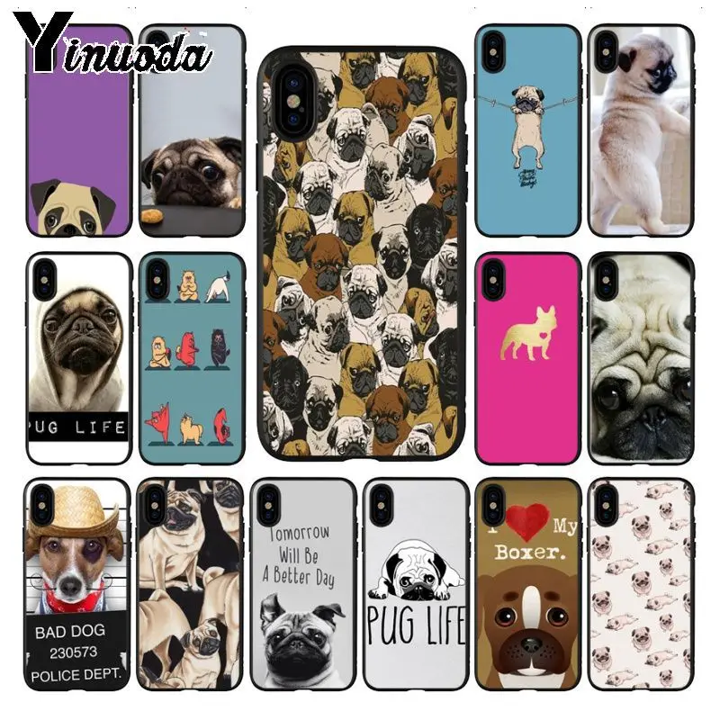 Yinuoda мопс собака животные новинка чехол для телефона Fundas iPhone 8 7 6 6S Plus X XS MAX 5 5S SE XR