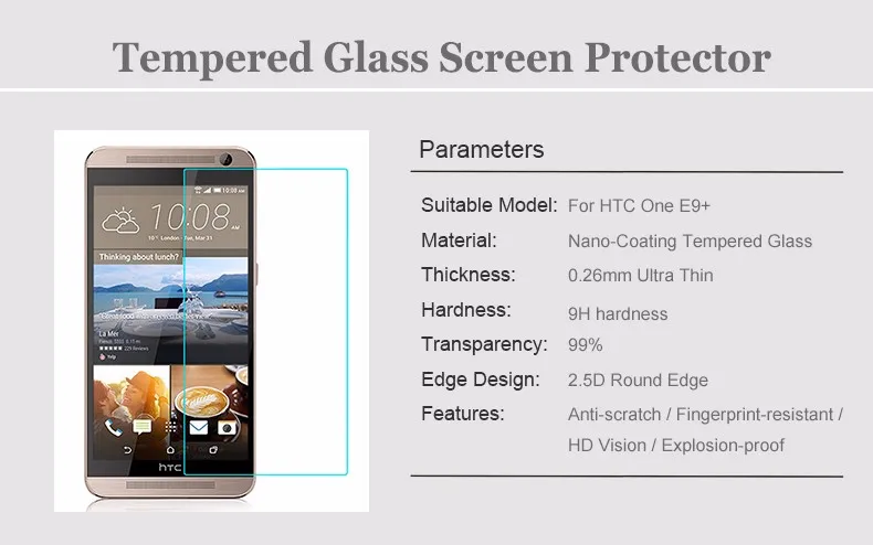 Стекло ronian для htc One E9+ E9S E9 Plus A55 Dual Sim защита экрана 2.5D 9H Взрывозащищенная защитная пленка из закаленного стекла