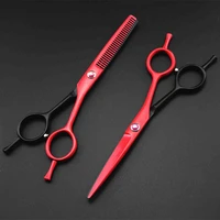 professional japan 440c 5 5 redblack hair cutting scissors haircut thinning barber haircutting shears hairdresser scissors