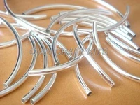 500 shiny silver plated curved tube beads 3x35mm curved tube noodle bead lead and nickle free d25