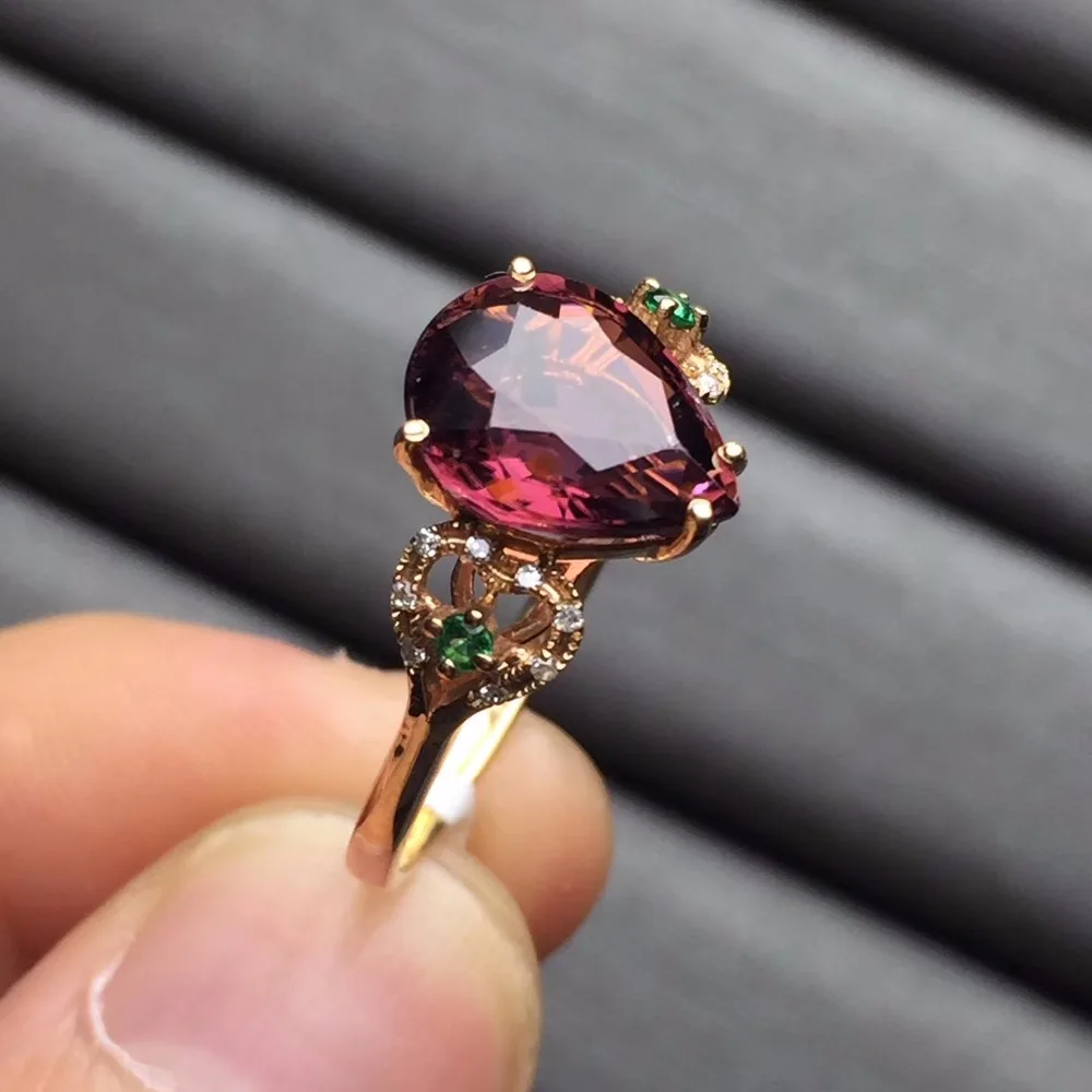 Ювелирные изделия anillos oro Настоящее 18 к розовое золото AU750 100% натуральный красный