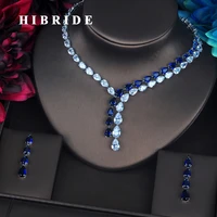 hibride luxury clear and blue water drop jewelry sets for women necklace set wedding dress accessories wholesale price n 388