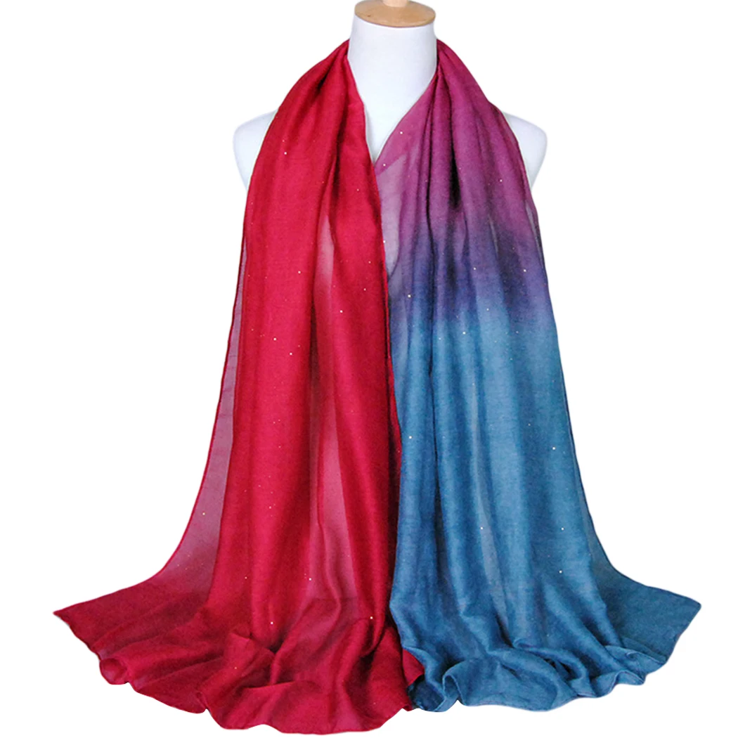 Модные Для женщин Шарфы для Мягкий градиент Цвет шелк Echarpe платок женский шарф