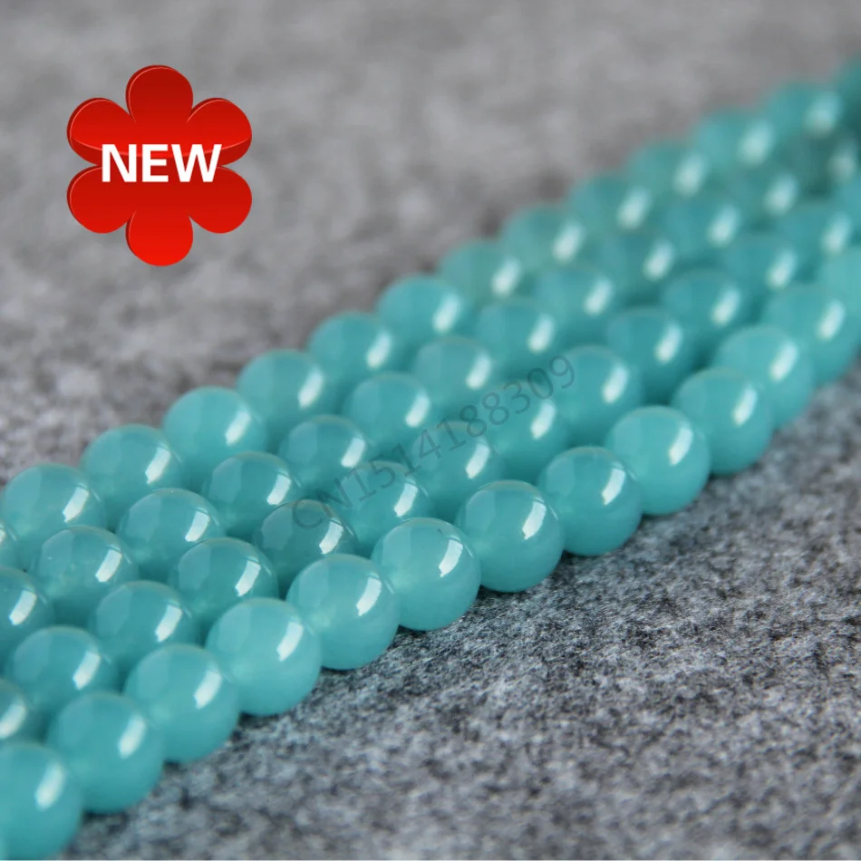 Новое ожерелье браслет 10 мм светло-голубой Saphire свободные DIY бусы 15 дюймов