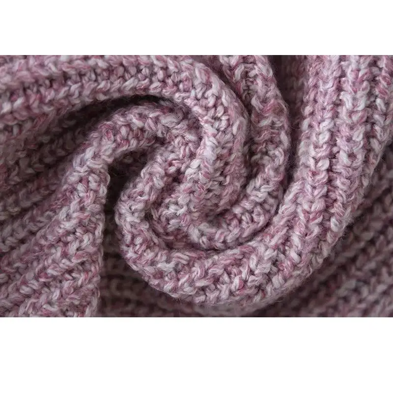 2019 зимний винтажный вязаный свитер с высоким воротом Женский пуловер из шерпы