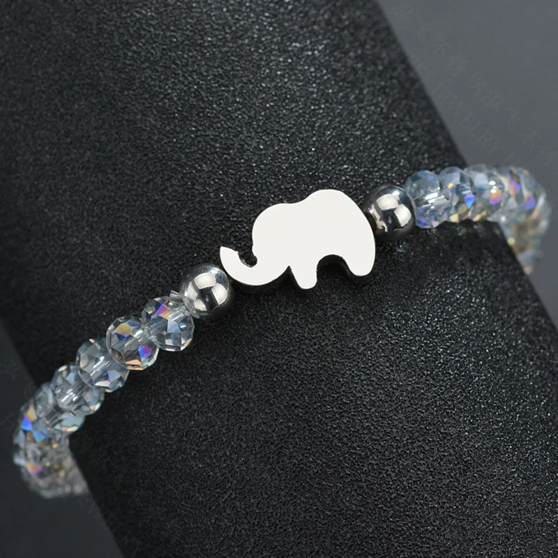 Милые Браслеты из нержавеющей стали с маленькими слонами эластичные браслеты