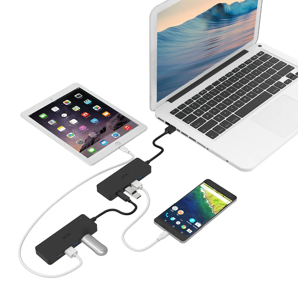 ICZI USB 3 0 концентратор TYPE C/F * 2 порта + 5 портов источник питания постоянного тока для