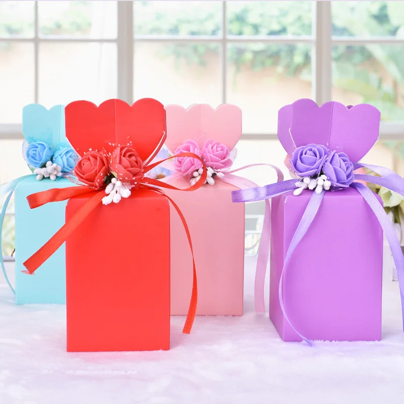 10 штук в Корейском стиле DIY креативные коробки для конфет с цветами бумажный