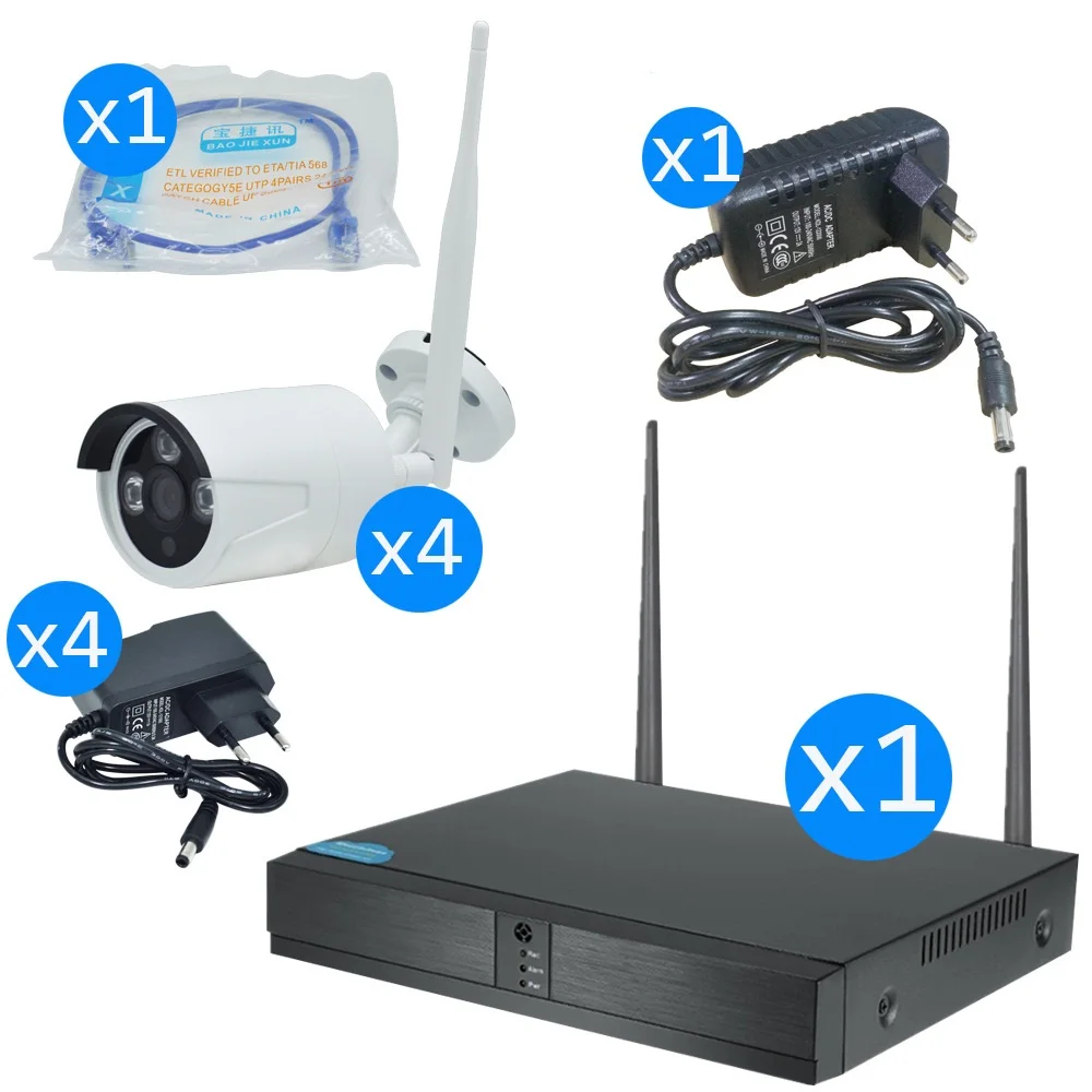 Wdskivi 4CH 720 P HDMI UMEye Wi Fi NVR комплект 4 шт. открытый Водонепроницаемый CCTV Беспроводной IP