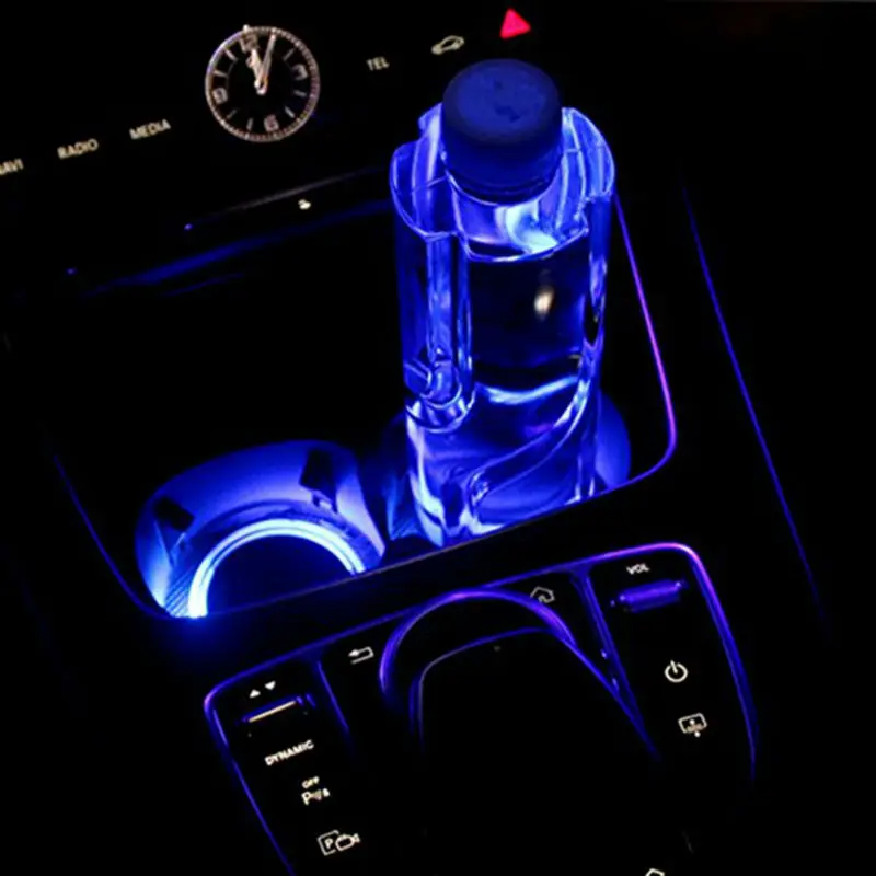 Новинка 2017 года свет Сенсор Солнечный автомобилей Логотип подстаканник Коврики