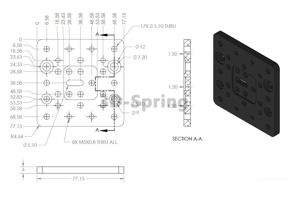 1Pcs C-Beam Gantry Plate For Openbuilds Aluminum CNC 77.15x77.15x6 77.15*77.15*6 mm Sandblasting oxidation 3D Printer | Компьютеры и