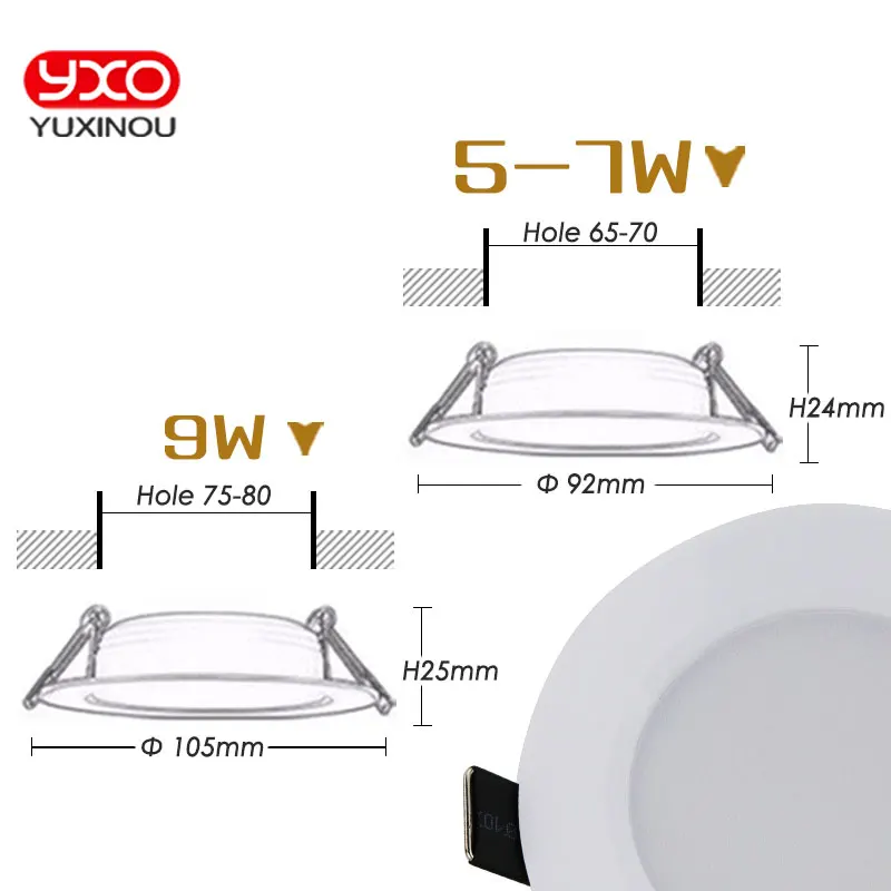 Luz LED empotrada regulable, resistente al agua, 5W, 7W, 9W, foco de techo, iluminación del hogar, CA 110V, 220V, para lámpara de baño