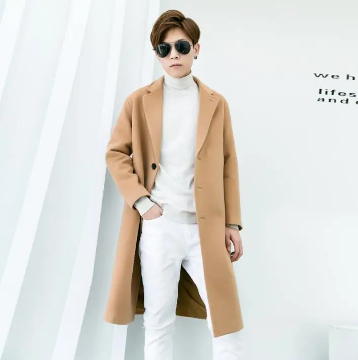 

casual woolen coat men trench coats long sleeves suit collar overcoat mens cashmere coat casaco masculino inverno erkek england