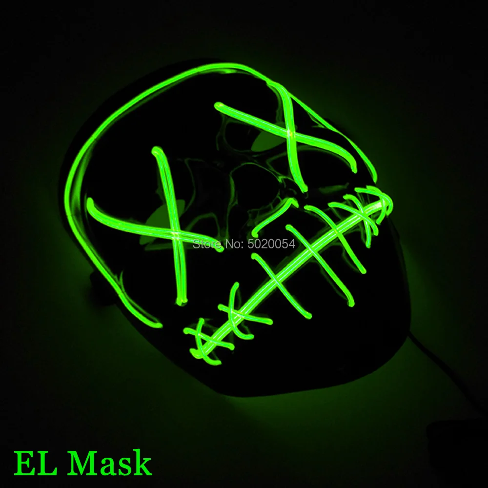 GZYUCHAO EL Хэллоуин светильник ing Mask Wire светящаяся страшная светодиодный костюмная
