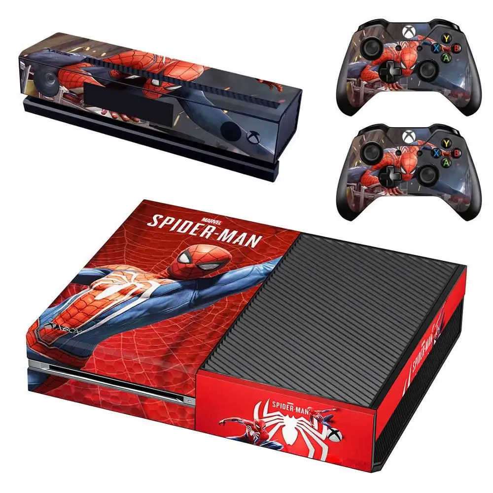 GSTM2169 Наклейка из кожи человека-паука для Xbox one s виниловая наклейка Накладка для Xbox One консоль Kinect два контроллера - Цвет: GSTM2169