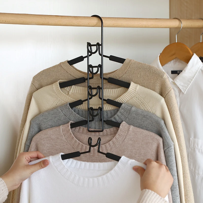 Metal Clothes Hanger Hook - Multilayer Clothing Storage Rack T-Shirt Holder Wardrobe Organizer Closet Space Saver | Дом и сад