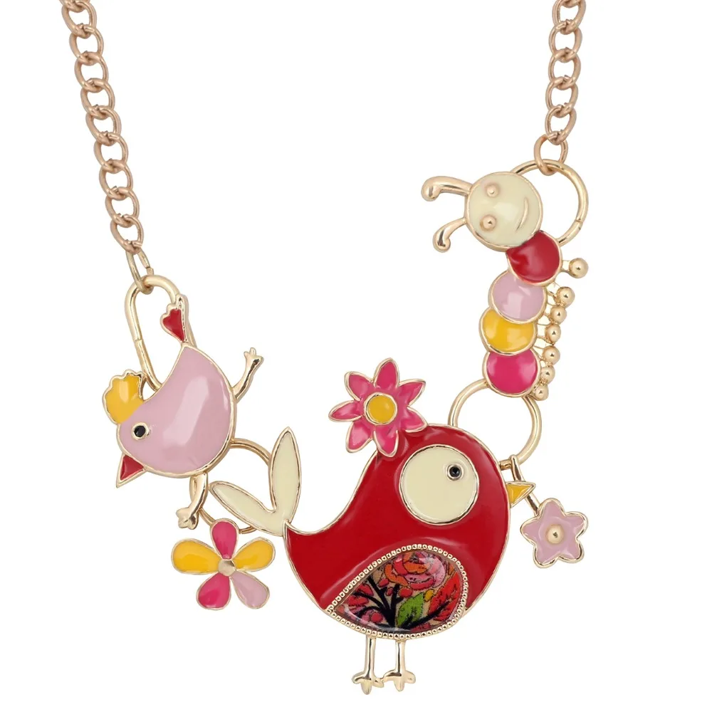 Металлическое эмалированное ожерелье Bonsny в виде птицы и муравья колье с кулоном