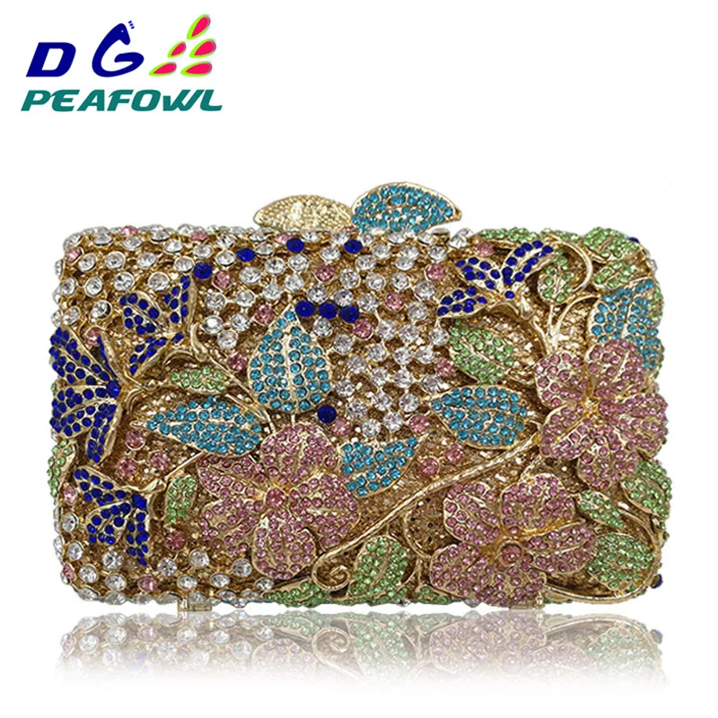 Luxury Women Colorful Crystal Hollow Out Clutch Bags Girlfriend Imperial Horse Wallet Wedding Shoes And Matching Evening Bag