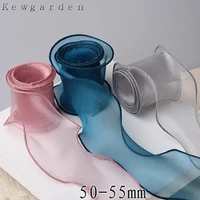 50mm 5cm wide wave yarn ribbons diy bowknot accessories colored elastic ribbon translucent handmade tape 10mlot