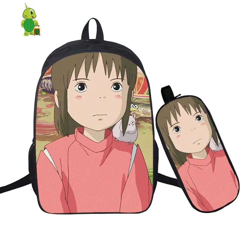 3 Ghibli унесенный спиралью без лица Мужской рюкзак 2 шт./компл. школьная сумка для подростков мальчиков и девочек рюкзак для ноутбука пенал дорожные сумки - Цвет: 3