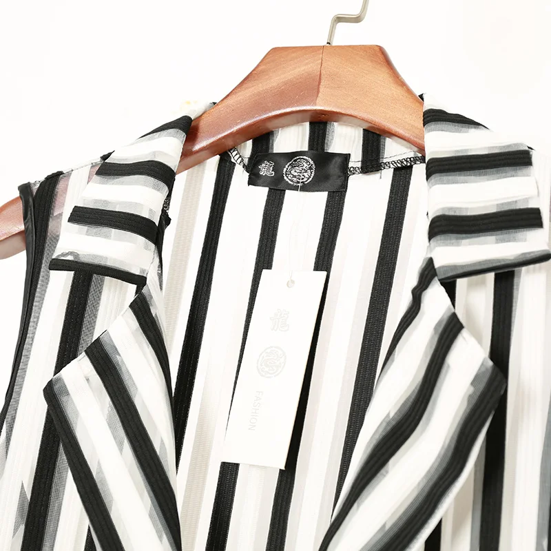 New Mens stripewistcoat long cardigan vest thin loose lapel cape trend hollow jacket personality shawl male Wrap Shawl Coat Tops | Мужская