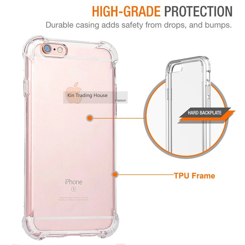 Армированная рамка Voguery прозрачный чехол для iPhone 6s 6 7 8 Plus Жесткий Чехол