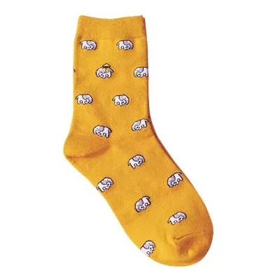elephant YELLOW Милые повседневные носки с животными для взрослых; носки в виде арбуза, таксы, Бигля, Льва, фермы, Бультерьера, слона, лисы, таблетки, фрукты, собаки - Цвет: elephant YELLOW