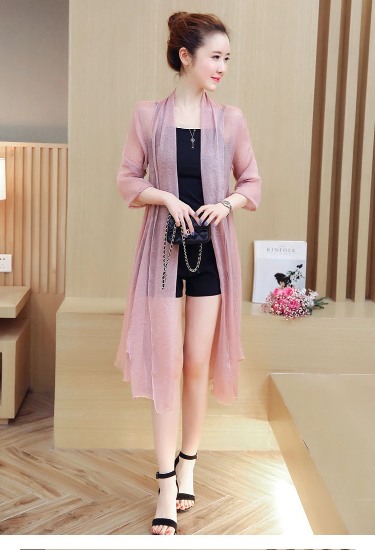 Шифоновое кимоно с принтом и рукавами 3/4 женские прозрачные шифоновые длинные