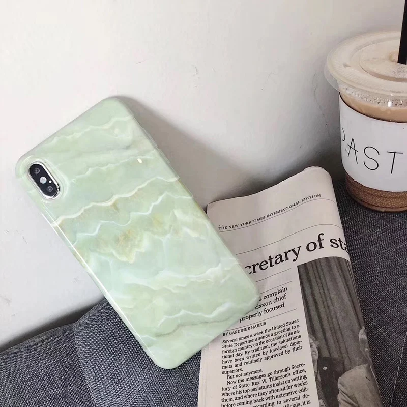 НОВЫЙ изумрудно-зеленый мраморный силиконовый чехол для телефона iPhone X XR XS MAX