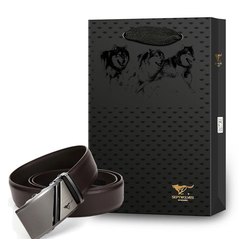Septwolves мужской ремень из натуральной кожи с автоматической пряжкой закрытый