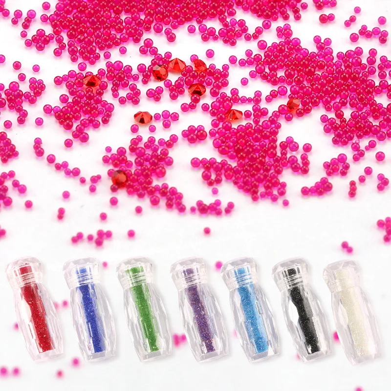

1 bottle Shining Crystal Mixed Zircon Caviar Mini Beads 3D Nail Glitter Decorations Tiny Glass Diamond Stone Nail Decor