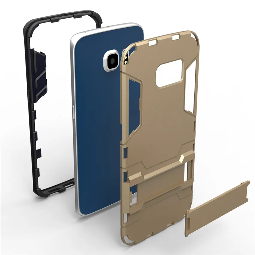 Case for Samsung Galaxy S6 Edge Hybrid Dual Heavy Duty 2 in 1 Armor Cover G9250 Phone Bags With Kickstand |