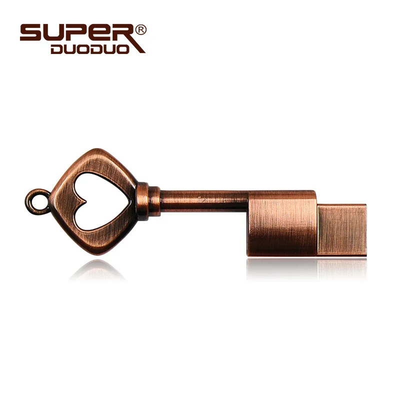 Металлический Флешка с сердечком u диск в форме сердца медный ключ USB флеш
