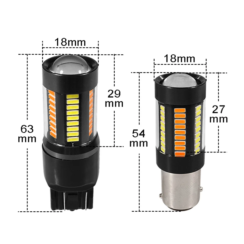 Hyzhauto 1 шт. 1157 P21/5 Вт BAY15D светодиодный Dual-Цвет лампы 4014 66smd T25 3157 T20 7443 светодиодный автомобильный светильник s Белый Янтарный сигнальный светильник дневные ходовые огни