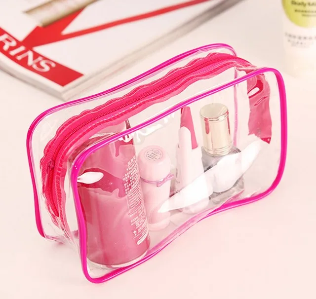 Красный Clear Makeup Bag Beautician Cosmetic Bag Transparent PVC Bags Travel Organizer Beauty Case Toiletry Bag Make Up Pouch Wash Bags - Цвет: Красный