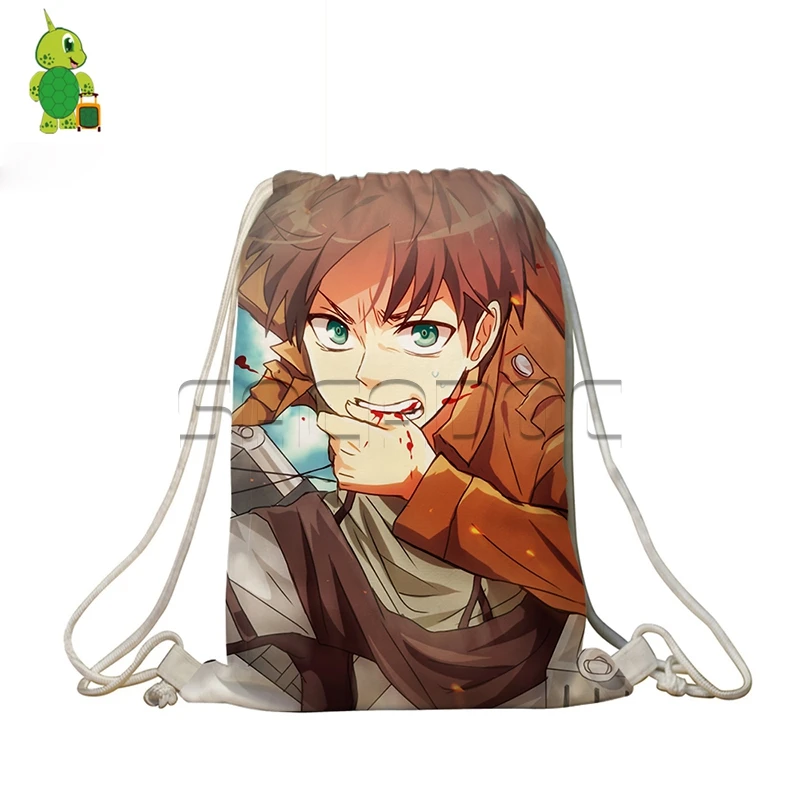Сумка на шнурке для мальчиков и девочек подростков Attack on Titan мягкие сумки с