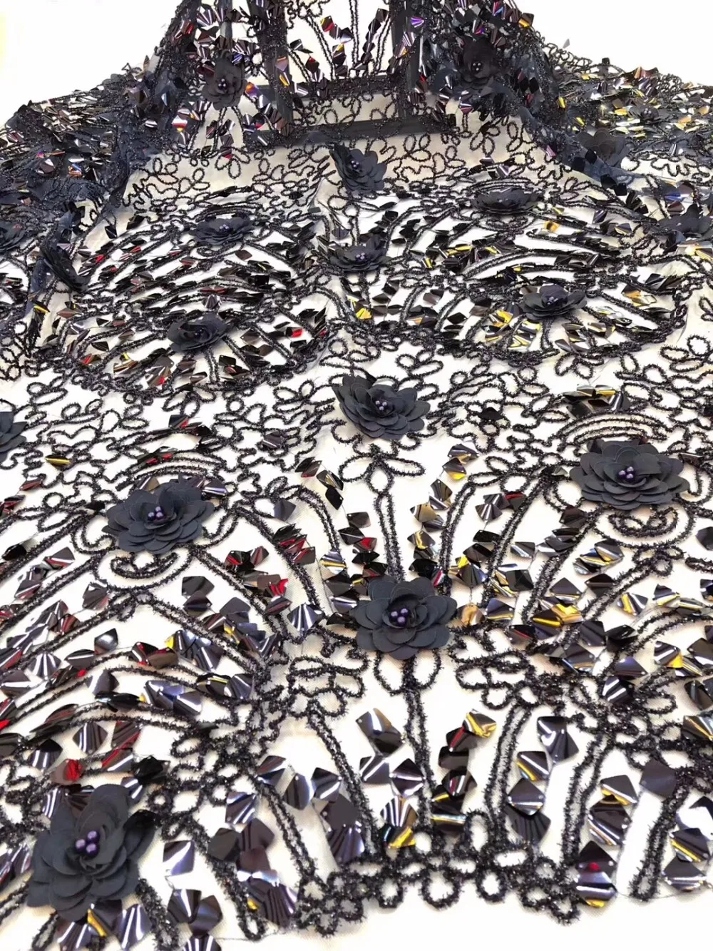 3D кружевная ткань с цветочным принтом блестками наклейки высокого качества в африканском стиле шифоновая