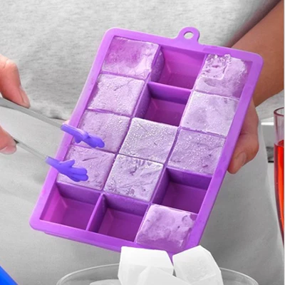 Purple with lid ERMAKOVA силиконовый лоток для льда с крышкой, легко снимаемый квадратный лоток для льда, форма для мороженого, форма для желе, пудинга - Цвет: Purple with lid