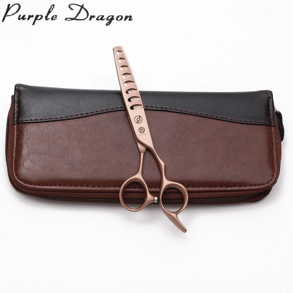 Z9122 6&quot 17cm 440C Purple Dragon Rose Gold Hairdresser's Shears Cutting Scissors Thinning Willow Leaf Shape Hair | Красота и