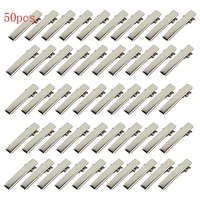 50pc silver flat metal single prong alligator hair clips barrette hairpins for bows diy accessories hair pin hairdressing tools
