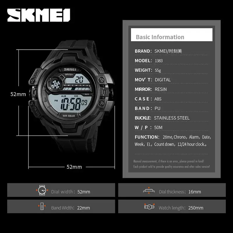 SKMEI спортивные часы для плавания мужские армейские с секундомером 5 бар